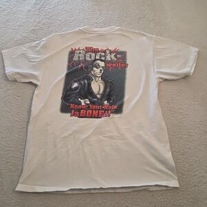 Vintage Big Dogs The Rock Weiler T Shirt The Rock WWE Mens Size XL White Y2K